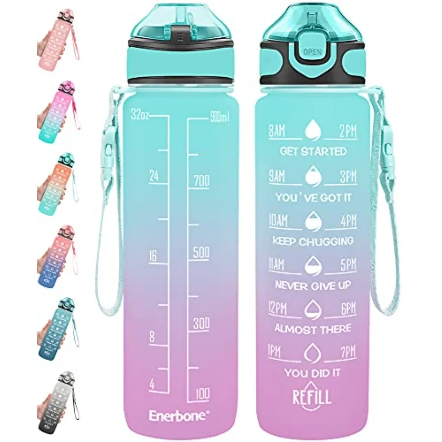 32 oz Drinking Water Bottle with Times to Drink and Straw, Motivational with Carrying Strap, Leakproof BPA and Toxic Free, Ensu
32 oz Drinking Water Bottle with Times to Drink and Straw, Motivational with Carrying Strap, Leakproof BPA and Toxic Free, Ensu