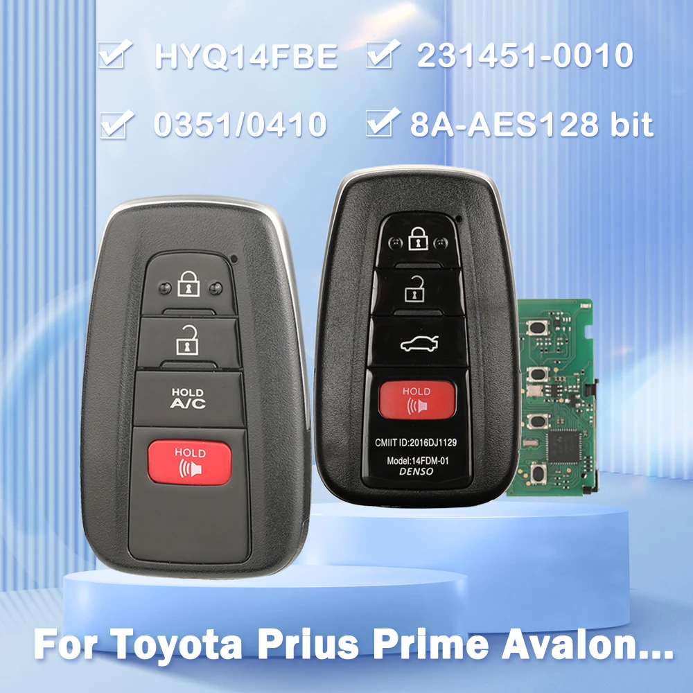 Smart Car Key 0351/0410 P4=A9 312/314Mhz For Toyota Prius Prime Avalon Camry Hybrid 18-2021 06220/06240 HYQ14FBE/14FBC A/C Sedan
Smart Car Key 0351/0410 P4=A9 312/314Mhz For Toyota Prius Prime Avalon Camry Hybrid 18-2021 06220/06240 HYQ14FBE/14FBC A/C Sedan