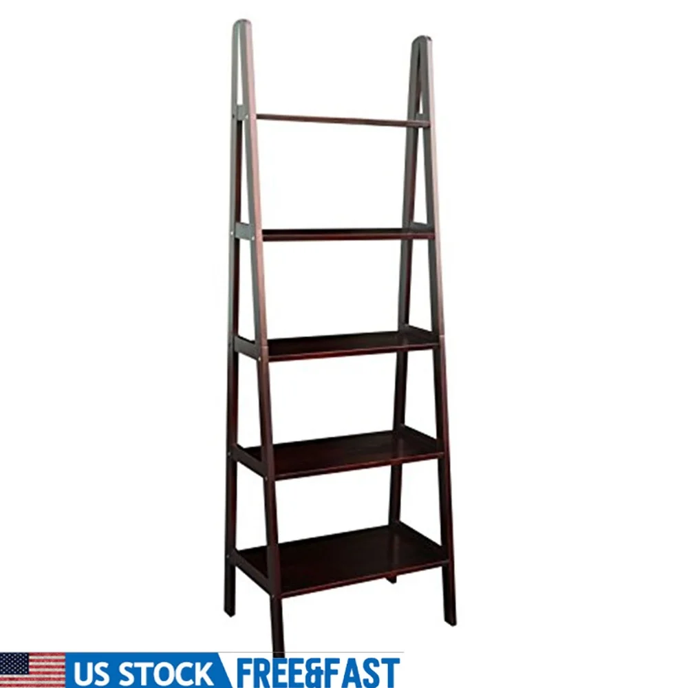 5-Shelf Ladder Bookcase Solid Wood Corner Shelf Storage Unit Books Collectables Easy Assembly Modern Home Decor 
5-Shelf Ladder Bookcase Solid Wood Corner Shelf Storage Unit Books Collectables Easy Assembly Modern Home Decor