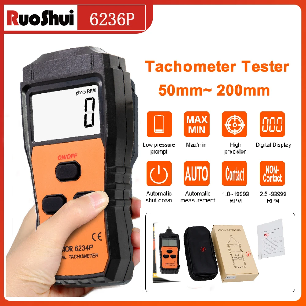 VICTOR Digital Handled Tachometer Tester, Non Contact Laser Photo Sensor with 0.05% Accuracy, RPM Meter for Small Engine