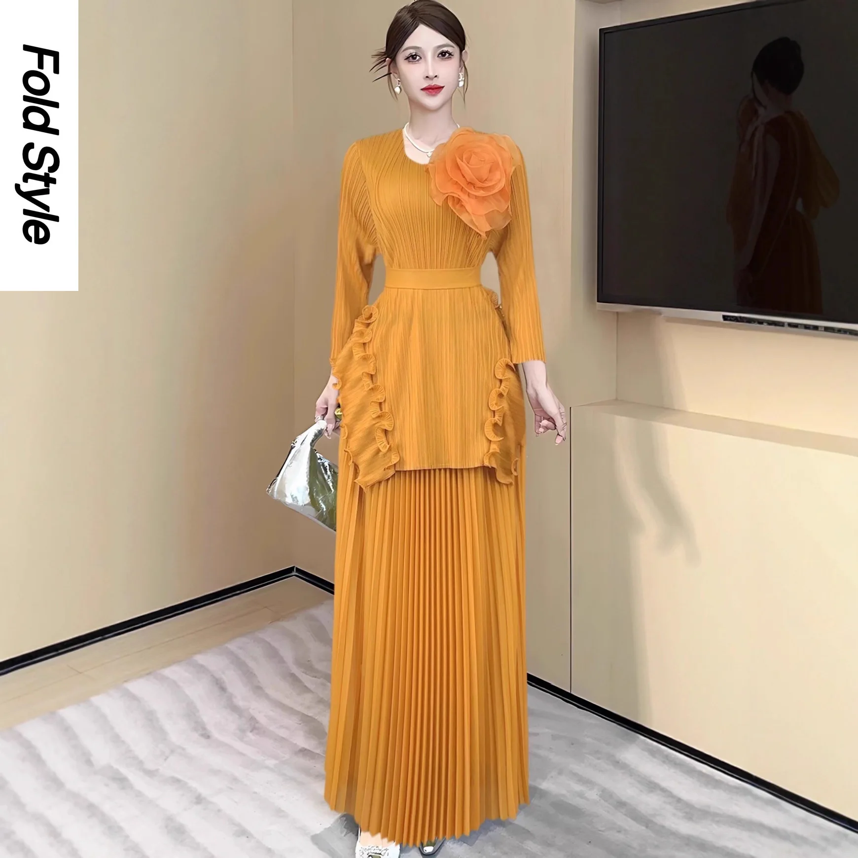 Miyake 2022, модный плиссированный однотонный комплект из двух предметов с грибковым краем, платье Ong, свободный костюм, женская одежда
Miyake 2022, модный плиссированный однотонный комплект из двух предметов с грибковым краем, платье Ong, свободный костюм, женская одежда