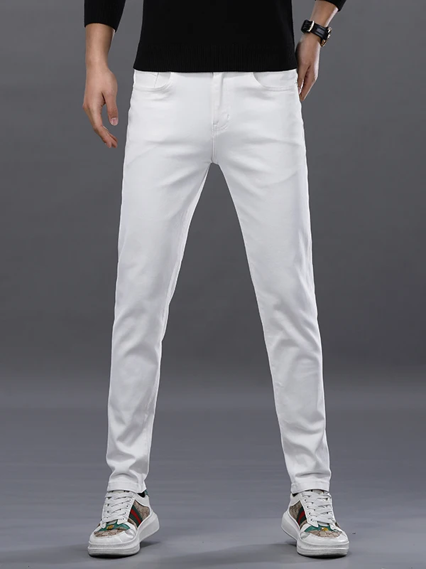 White Slim Fit Straight Leg Jeans Men's Casual Versatile Elastic mid Waist Cotton Stretch Denim Winter Wear Resistant Wear
White Slim Fit Straight Leg Jeans Men's Casual Versatile Elastic mid Waist Cotton Stretch Denim Winter Wear Resistant Wear