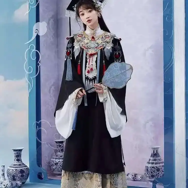 New Academic Dress Graduation Uniform Horse-face Skirt Cloud Shoulder Ming System Hanfu Womens Fashion 
New Academic Dress Graduation Uniform Horse-face Skirt Cloud Shoulder Ming System Hanfu Womens Fashion