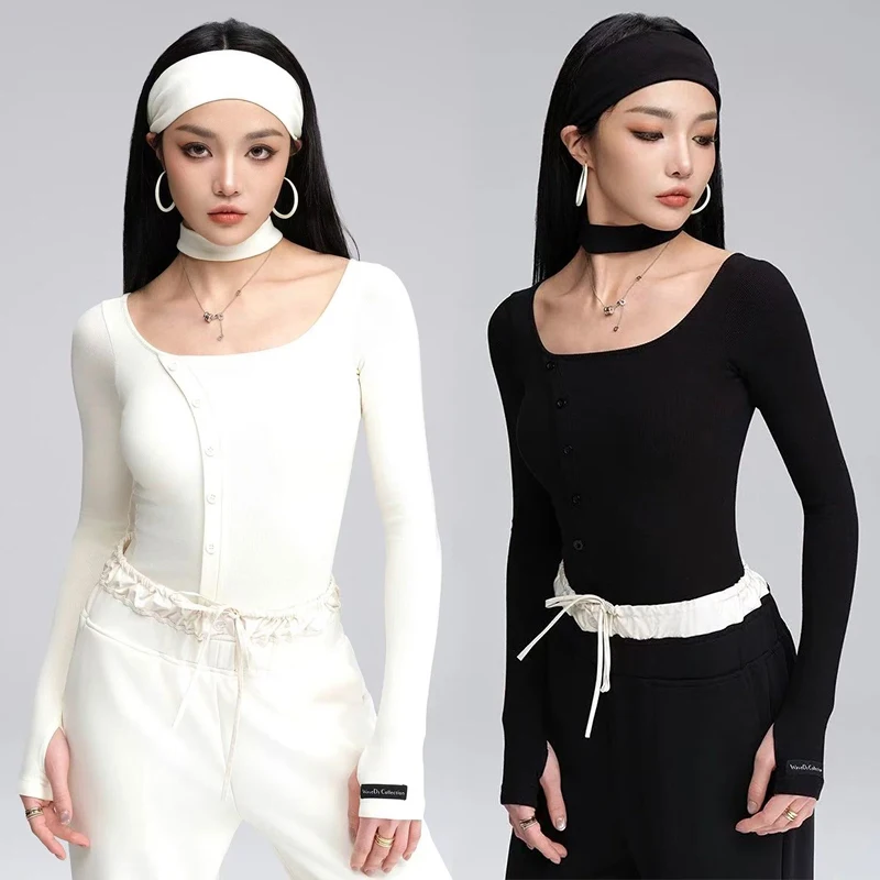 Latin Dance Clothes Women Long Sleeves Practice Tops White Black Professional Dance Bodysuit Rumba Ballroom Dance Wear DNV22411
Latin Dance Clothes Women Long Sleeves Practice Tops White Black Professional Dance Bodysuit Rumba Ballroom Dance Wear DNV22411
