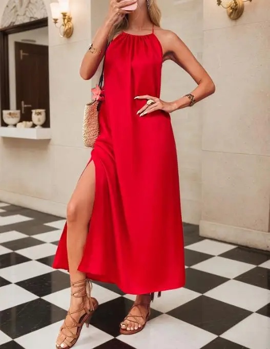 2026 Summer New Fashion Casual Popular Elegant Sexy Hanging Neck Sleeveless Solid Color Vest Dress Female Clothing
2026 Summer New Fashion Casual Popular Elegant Sexy Hanging Neck Sleeveless Solid Color Vest Dress Female Clothing