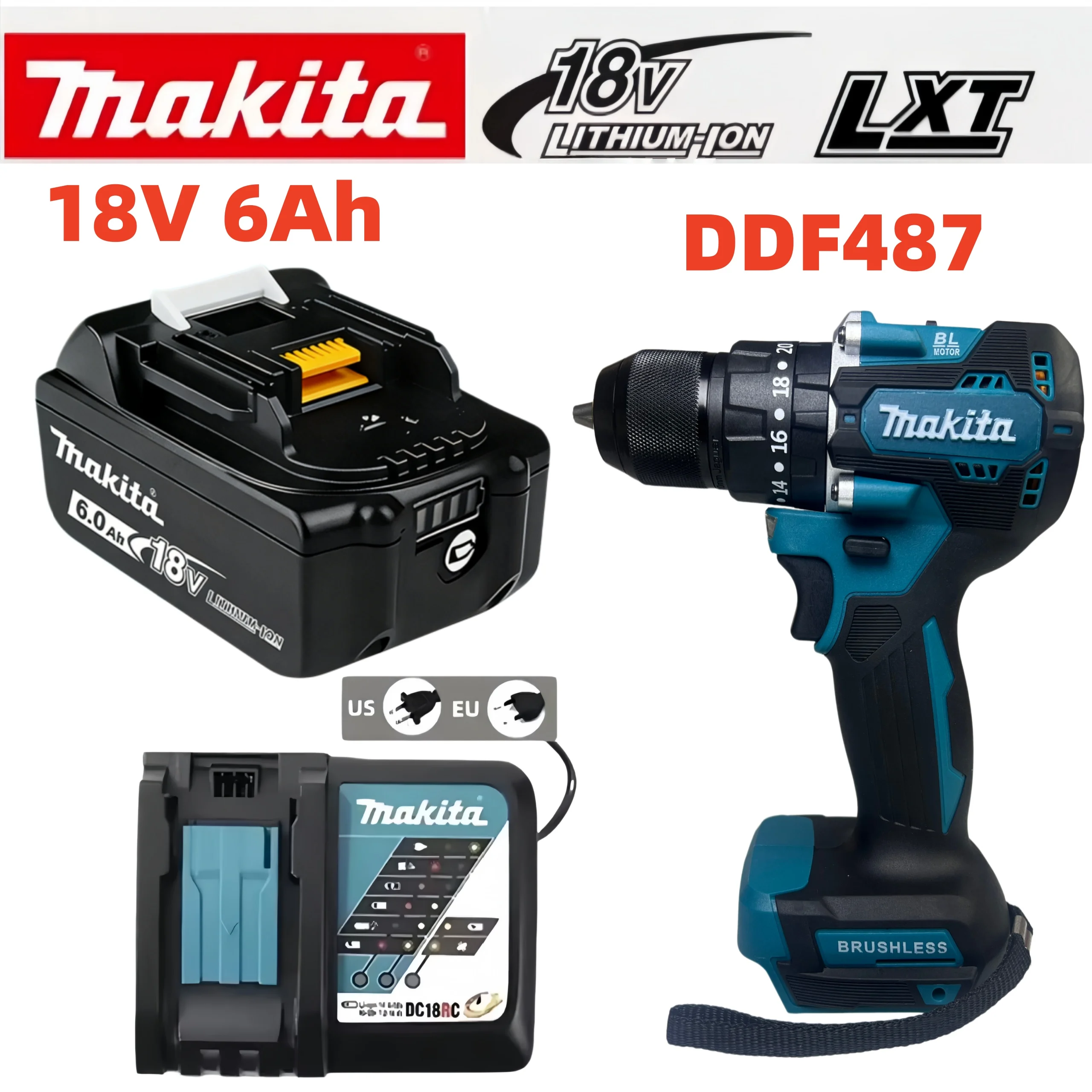 100% Origina new 18V Makita 6Ah powerful tool battery+charger, suitable for DDF487 household rechargeable lithium hand drill
100% Origina new 18V Makita 6Ah powerful tool battery+charger, suitable for DDF487 household rechargeable lithium hand drill