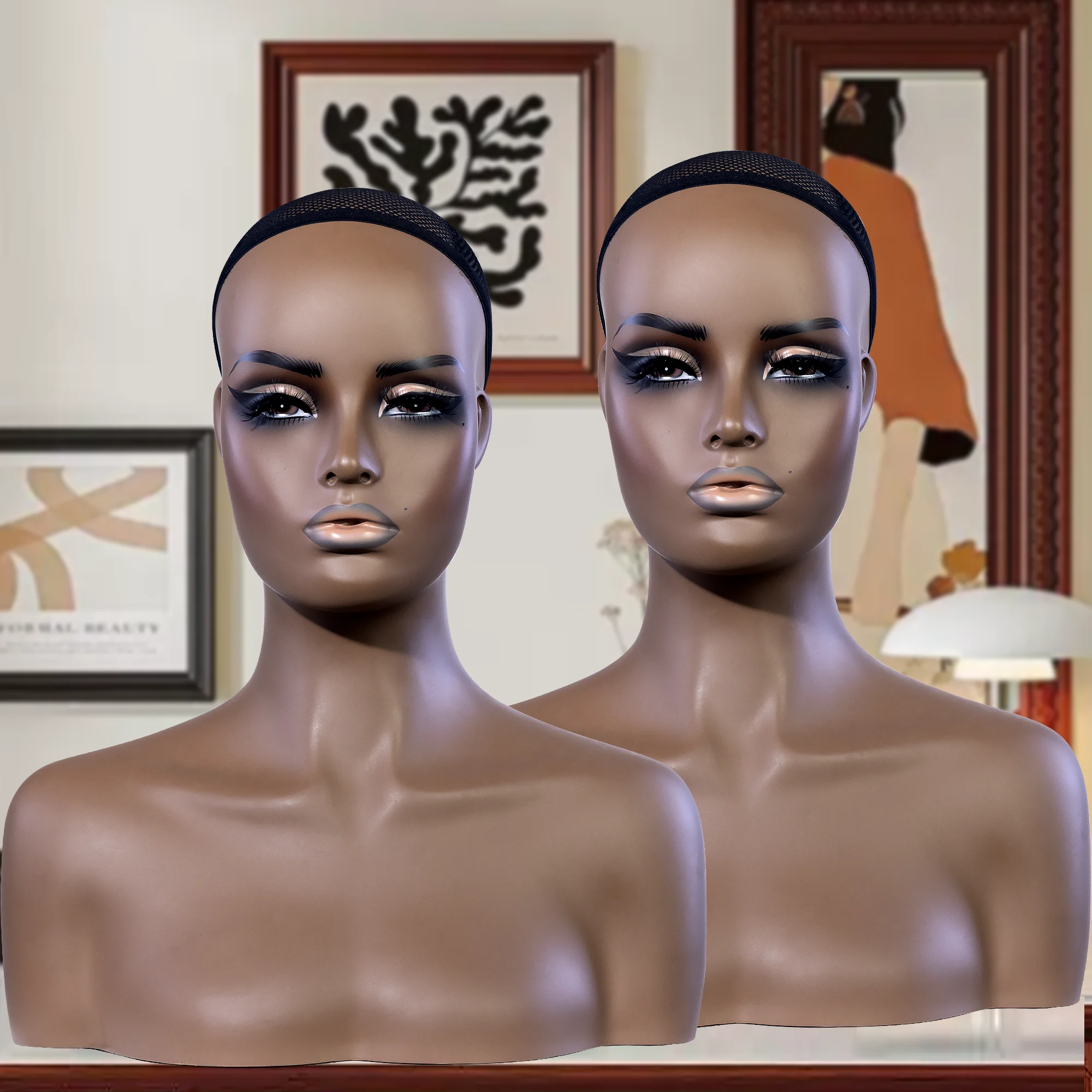2 PC USA Warehouse Free Shipping Simulated female mannequin head with shoulders, featuring standard head and chest circumference, ideal for displaying wigs, cosmetics and beauty accessories.
2 PC USA Warehouse Free Shipping Simulated female mannequin head with shoulders, featuring standard head and chest circumference, ideal for displaying wigs, cosmetics and beauty accessories.