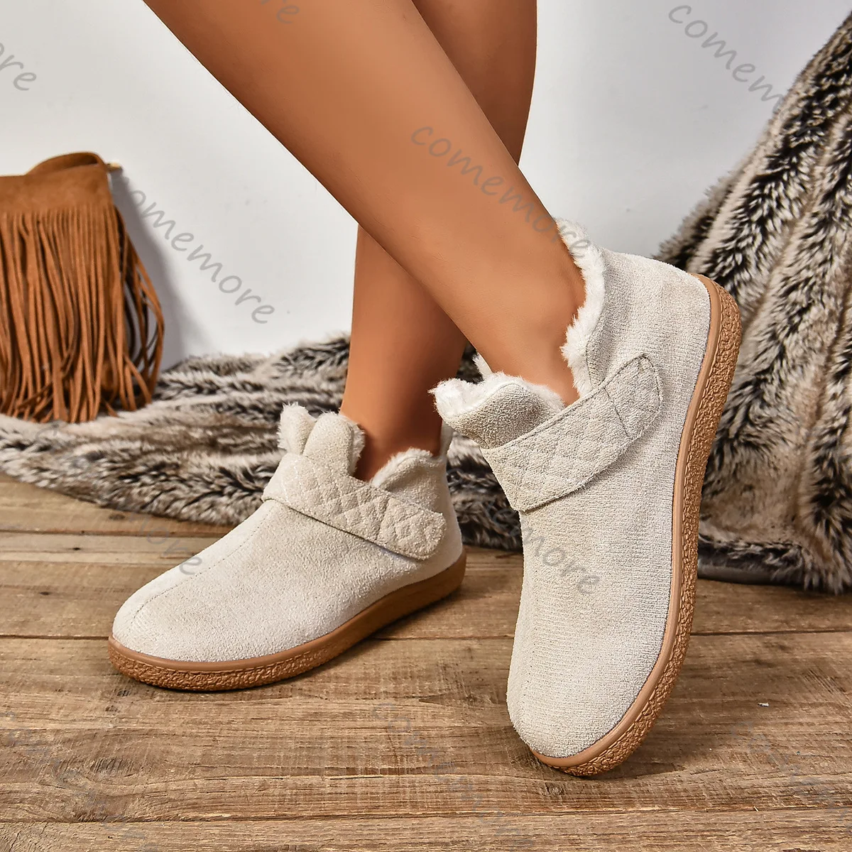 Comemore Flat Warm Padded Snow Boots Winter New Solid Color Round Head Cotton Shoes for Women Suede Casual Plus Velvet Botines
Comemore Flat Warm Padded Snow Boots Winter New Solid Color Round Head Cotton Shoes for Women Suede Casual Plus Velvet Botines