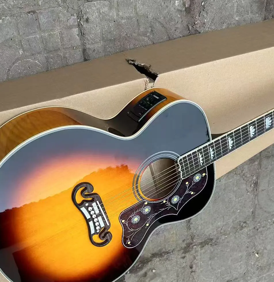 In stock! Acoustic Electric Guitar Solid Wood Bone Nut/Saddle Double Pickguards With 301 In Cherry SunBurst SJ200
In stock! Acoustic Electric Guitar Solid Wood Bone Nut/Saddle Double Pickguards With 301 In Cherry SunBurst SJ200