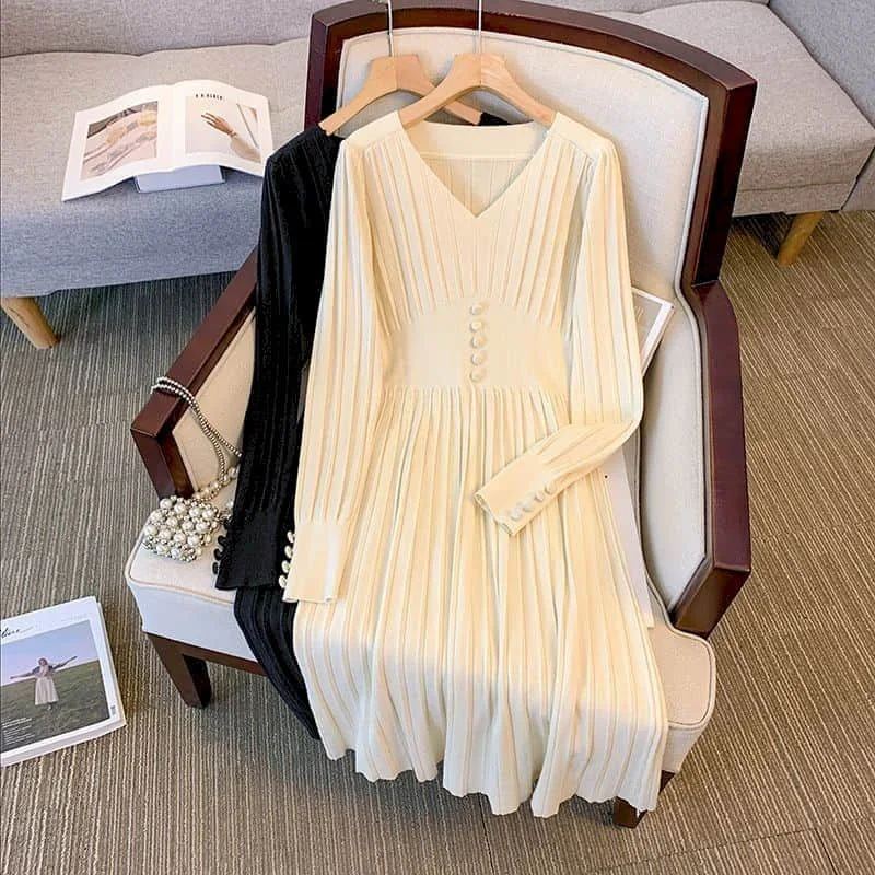 Трикотажные платья, однотонные винтажные повседневные облегающие трикотажные изделия с длинными рукавами, корейское модное стильное платье средней длины с v-образным вырезом для женской одежды
Трикотажные платья, однотонные винтажные повседневные облегающие трикотажные изделия с длинными рукавами, корейское модное стильное платье средней длины с v-образным вырезом для женской одежды