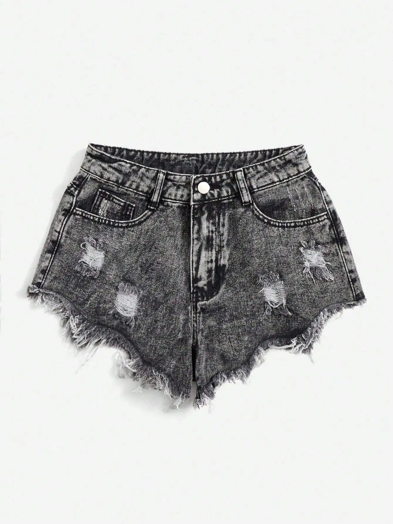 Ripped Raw Hem Denim Shorts
Ripped Raw Hem Denim Shorts