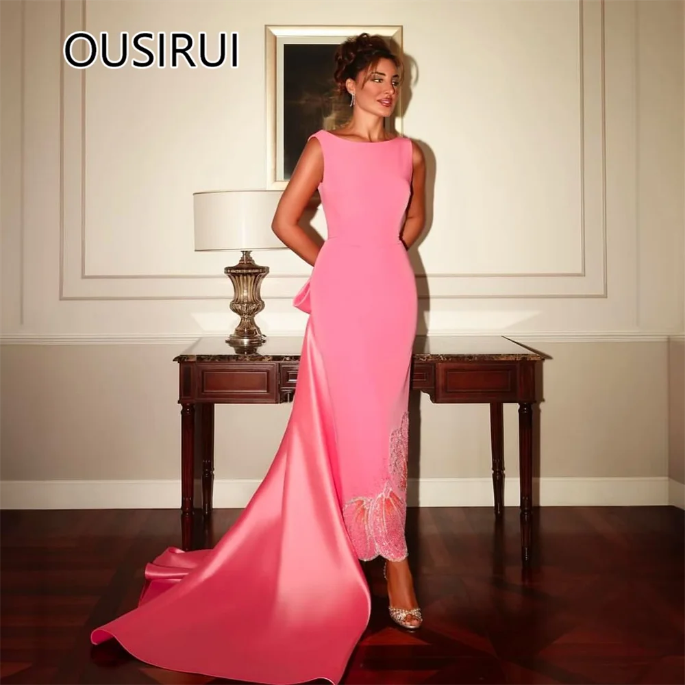 Fashion O-neck Satin Solid Evening Arab Dress Sexy Mermaid Open Back Long Lace Bridal Evening Gown with Bow Custom Made
Fashion O-neck Satin Solid Evening Arab Dress Sexy Mermaid Open Back Long Lace Bridal Evening Gown with Bow Custom Made