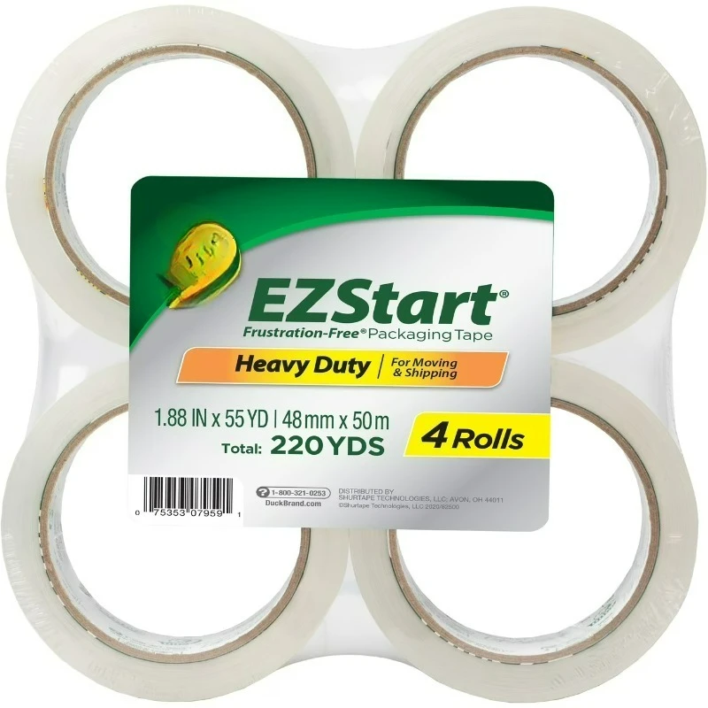 EZ Start 1.88 in. x 54.6 yd. Clear Acrylic Packing Tape, 4-pack
EZ Start 1.88 in. x 54.6 yd. Clear Acrylic Packing Tape, 4-pack