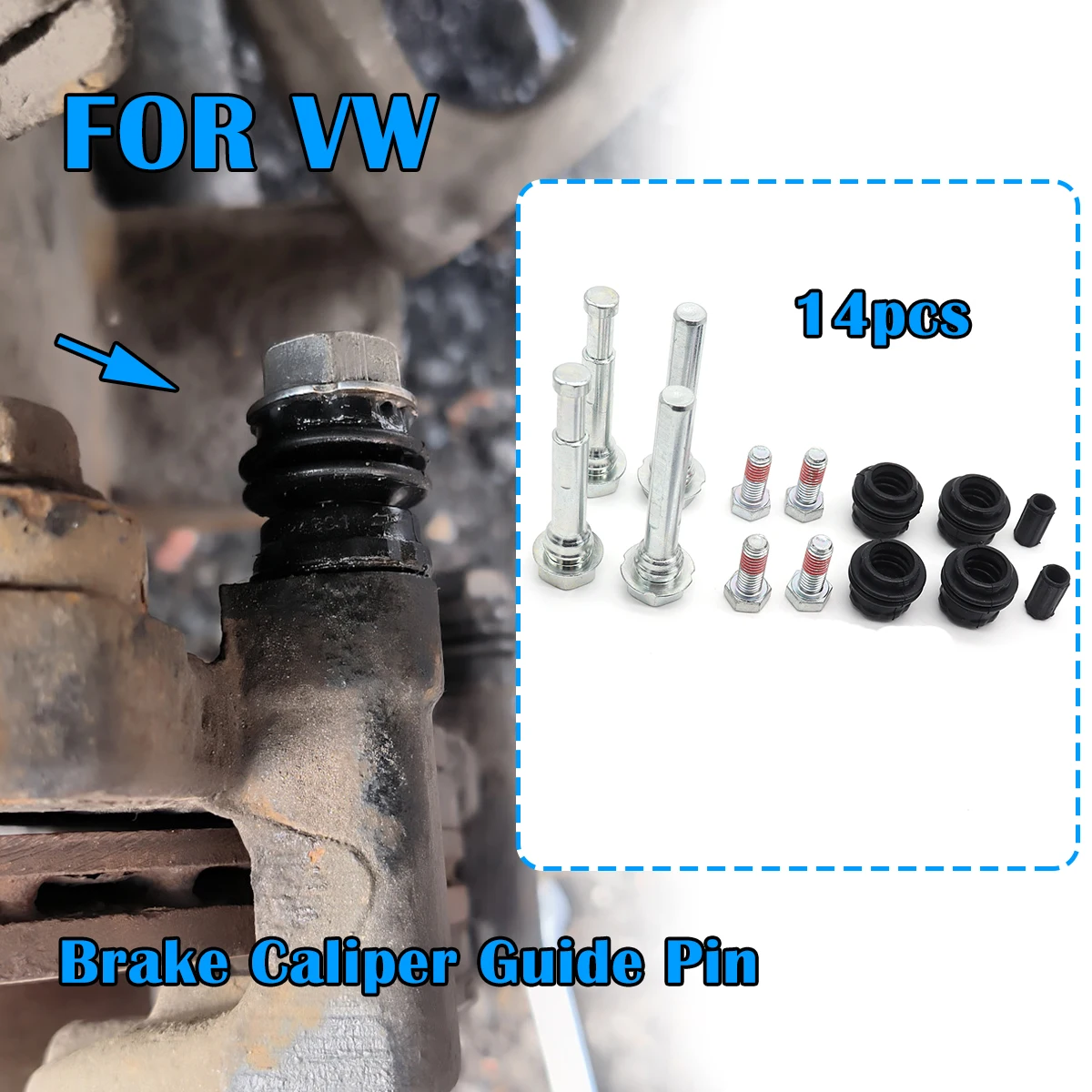 14pcs Brake Caliper Cylinder Slider Guide Pin FOR VW TOUAREG CADDY MK4 For Disc Housing Bolts Bushing Boot Seal Kit Accessories
14pcs Brake Caliper Cylinder Slider Guide Pin FOR VW TOUAREG CADDY MK4 For Disc Housing Bolts Bushing Boot Seal Kit Accessories