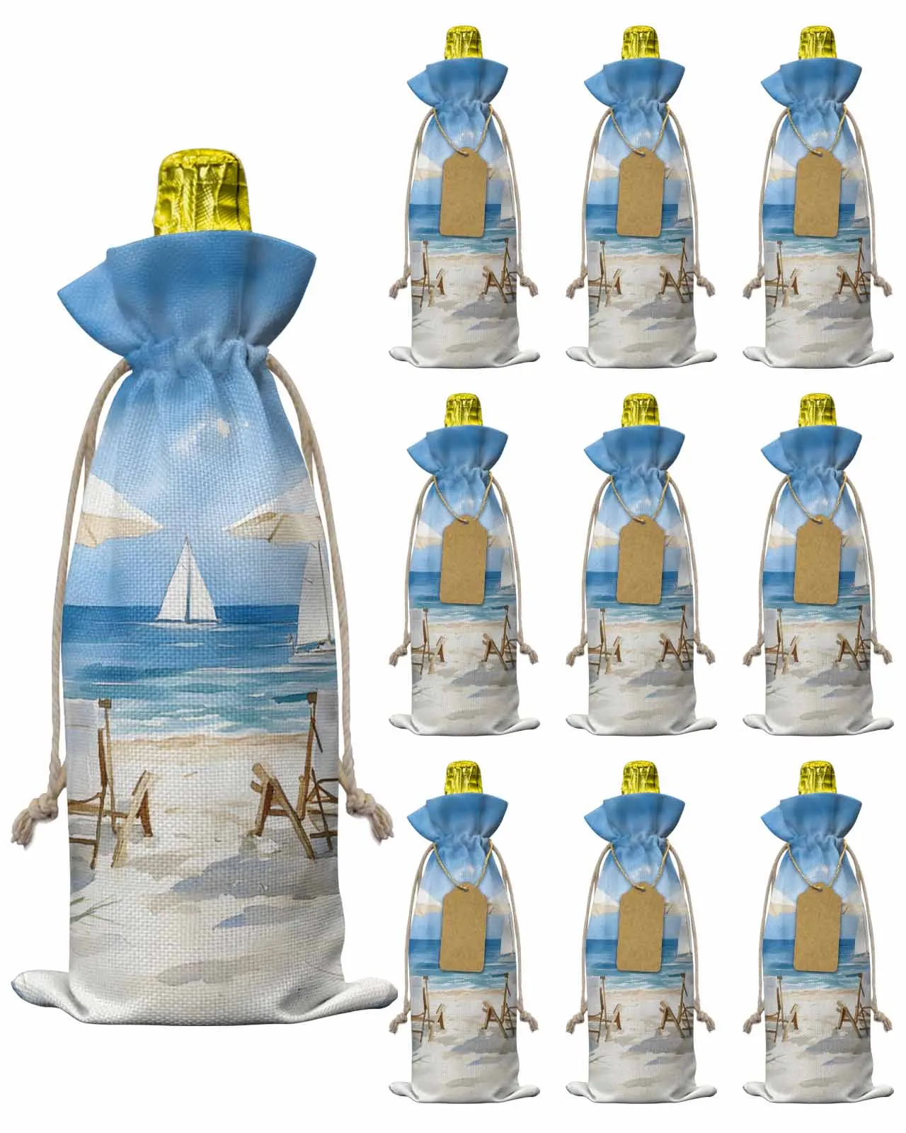 10pcs Wine Bottle Covers Beach Beach Chair Vacation Wine Holder Carrier Packaging Bag Wedding Party Decor Gift
10pcs Wine Bottle Covers Beach Beach Chair Vacation Wine Holder Carrier Packaging Bag Wedding Party Decor Gift