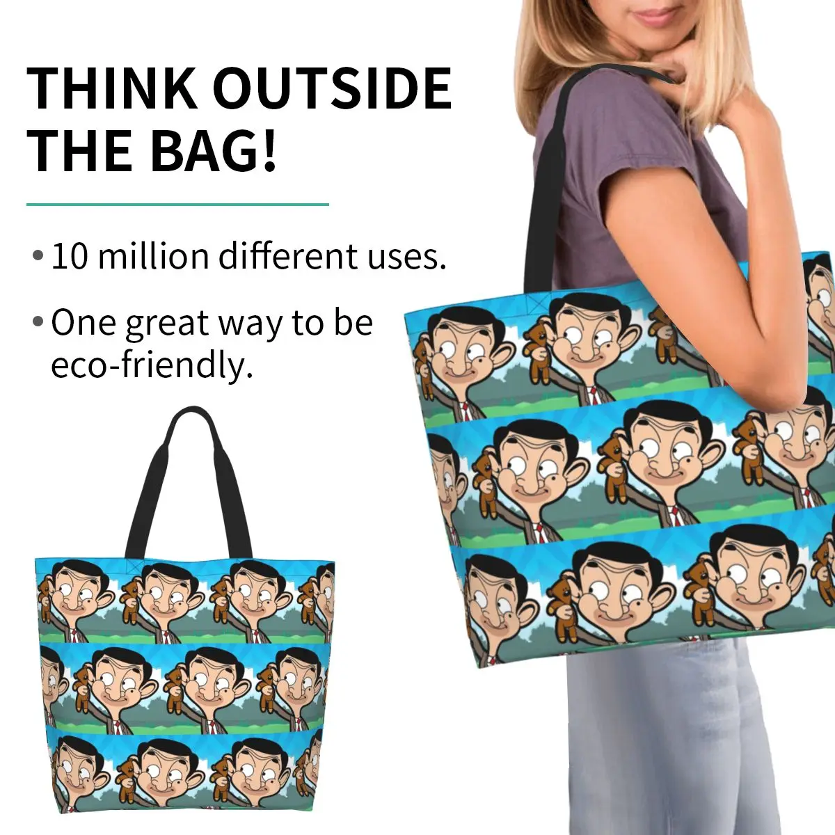 Mr. Bean Cartoon Shopping Tote Bag Canvas Large Capacity Shoulder Bags Shopper Grocery Handbag for Women
Mr. Bean Cartoon Shopping Tote Bag Canvas Large Capacity Shoulder Bags Shopper Grocery Handbag for Women