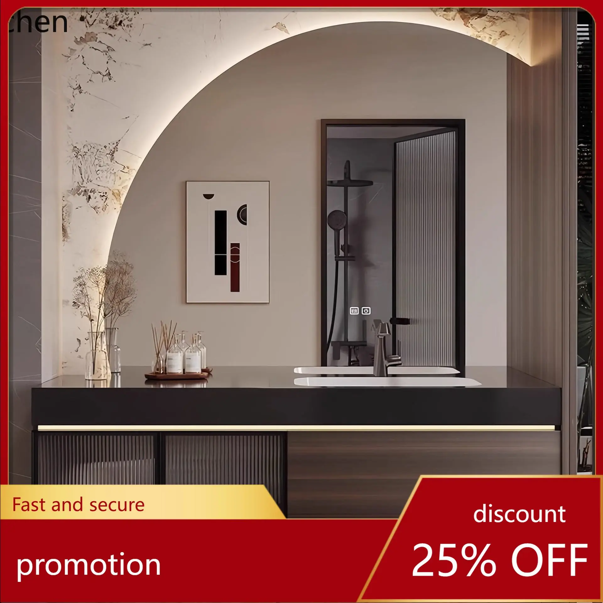 CZ Italian Minimalist Solid Wood Smart Bathroom Cabinet Set with Rock Slab Ceramic Seamless Integrated Basin for Washroom Sink
CZ Italian Minimalist Solid Wood Smart Bathroom Cabinet Set with Rock Slab Ceramic Seamless Integrated Basin for Washroom Sink