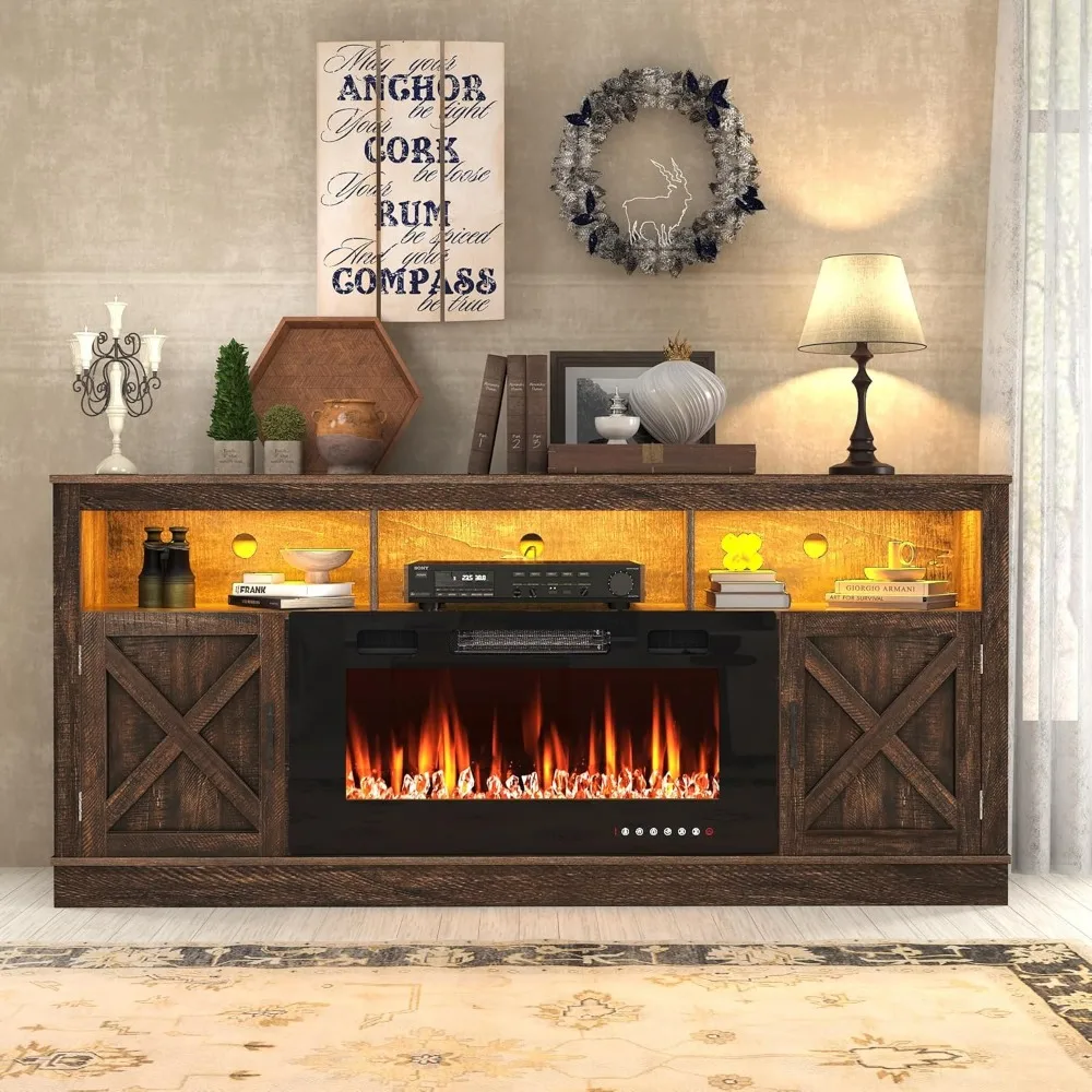 Farmhouse Fireplace TV Stand for 70/75/80 Inch TV, 32”Tall Entertainment Center w/ 36”Electric Fireplace and LED Light, 70”Media
Farmhouse Fireplace TV Stand for 70/75/80 Inch TV, 32”Tall Entertainment Center w/ 36”Electric Fireplace and LED Light, 70”Media