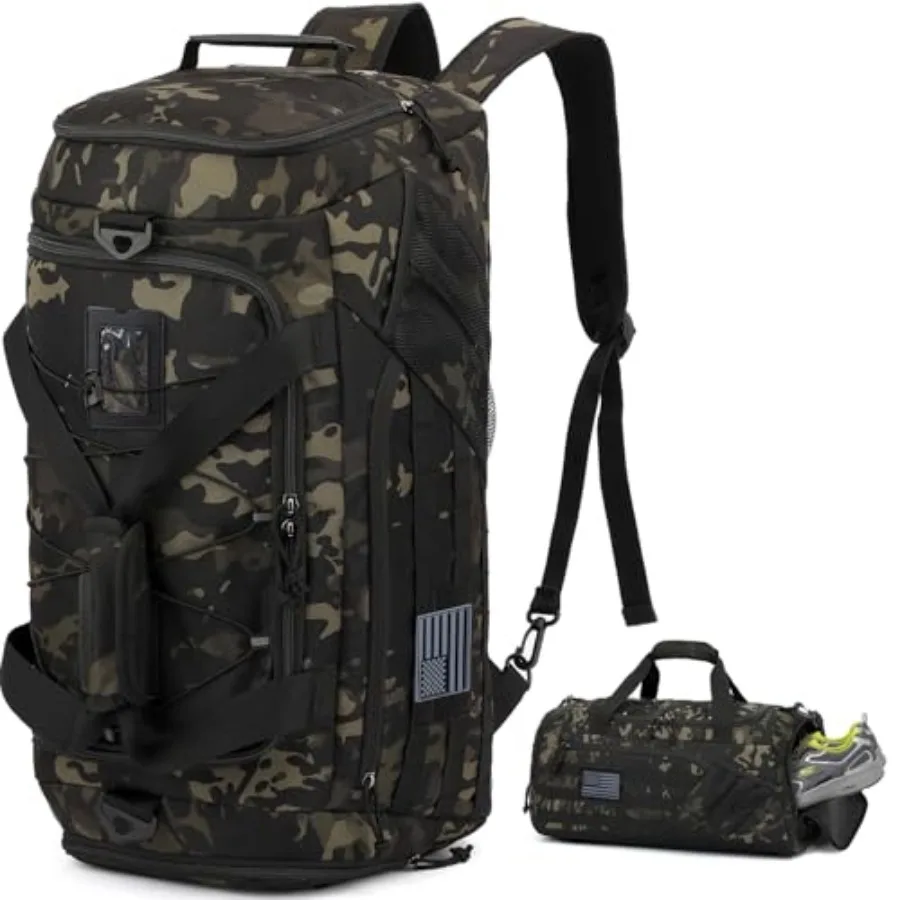 3-in-1 Tactical Travel Duffle Bag Backpack Gym Bags Men 45L Military Sports Duffel Bag with Shoe Compartment and Wet Pocket Mul
3-in-1 Tactical Travel Duffle Bag Backpack Gym Bags Men 45L Military Sports Duffel Bag with Shoe Compartment and Wet Pocket Mul