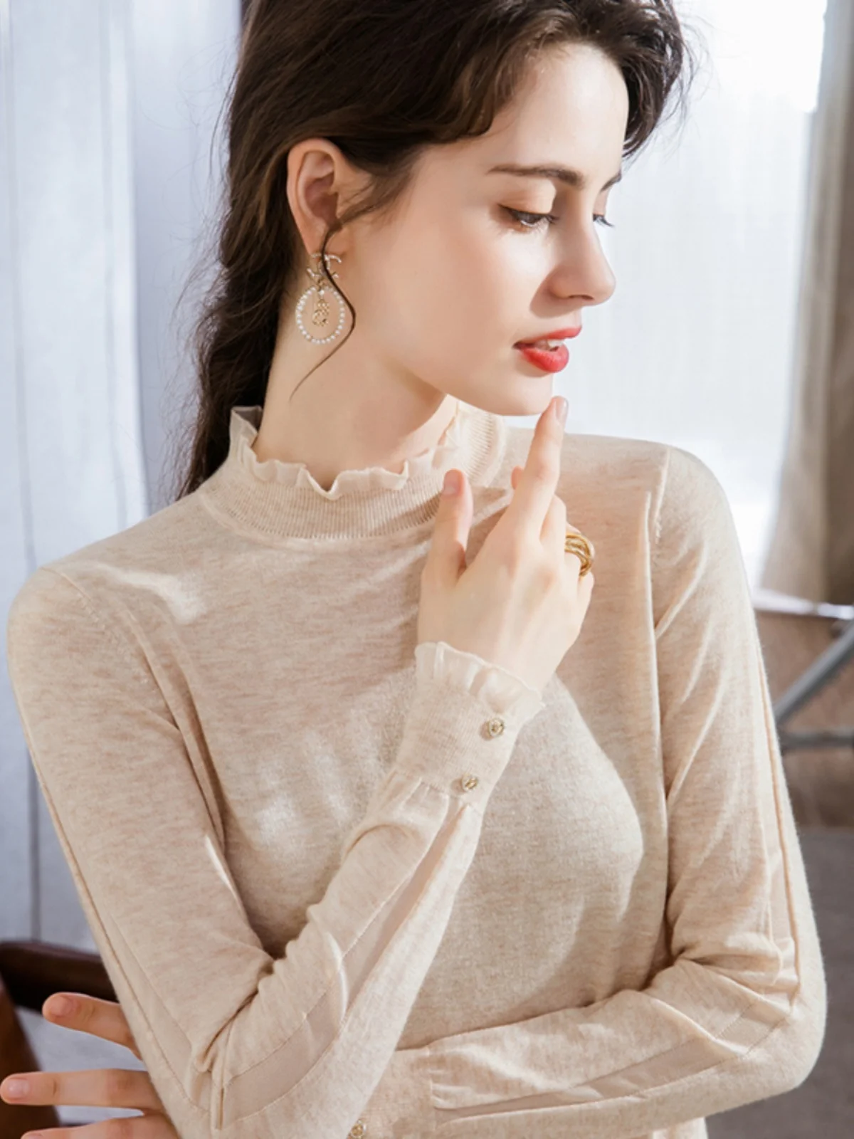 Warm Woolen Knitted Base irt Women's Autumn New Sle Commute Loose Fit High Collar Long Sve Pure Color Chinese Production
Warm Woolen Knitted Base irt Women's Autumn New Sle Commute Loose Fit High Collar Long Sve Pure Color Chinese Production