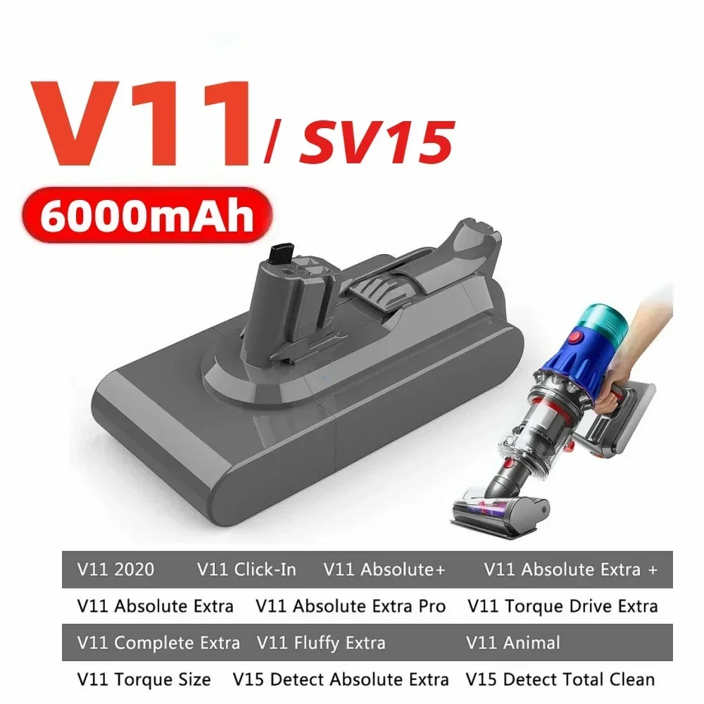Оригинальный сменный аккумулятор 25,2 В, 8000 мАч для Dyson V11 Animal/Absolute/Fluffy для беспроводного пылесоса Dyson - литий-ионный аккумулятор большой емкости
Оригинальный сменный аккумулятор 25,2 В, 8000 мАч для Dyson V11 Animal/Absolute/Fluffy для беспроводного пылесоса Dyson - литий-ионный аккумулятор большой емкости