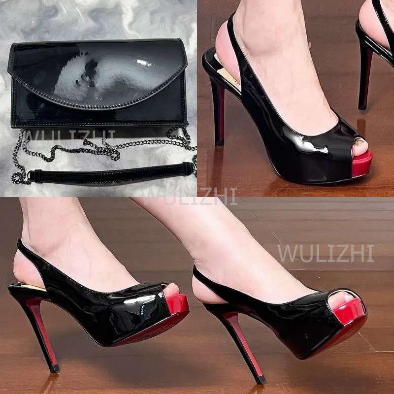 Slingback Red Head Peep Toe Black Patent Leather Heel Set Bag Girl Casual Sandal Open Low Platform Office Lady Casual Women Shoe
Slingback Red Head Peep Toe Black Patent Leather Heel Set Bag Girl Casual Sandal Open Low Platform Office Lady Casual Women Shoe