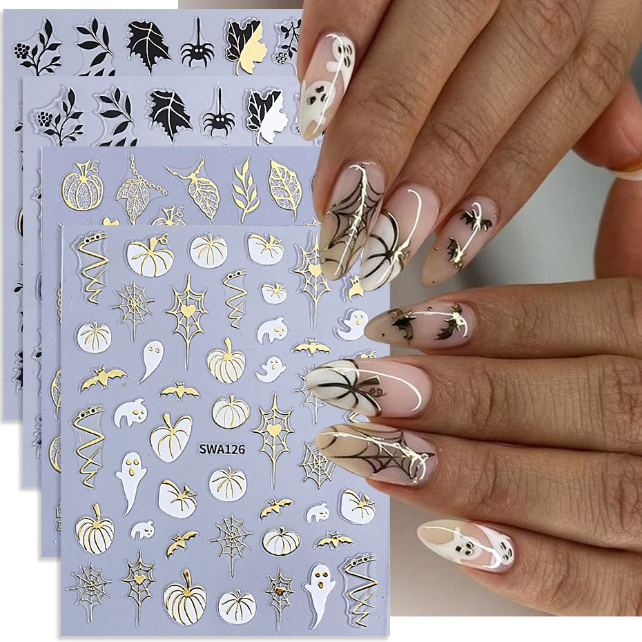 4pcs Halloween Nail Art Stickers 3D Autumn Maple Leaf Spider Web Ghost Pumpkin Self-Adhesive Nail Decals DIY Manicure Decoration
4pcs Halloween Nail Art Stickers 3D Autumn Maple Leaf Spider Web Ghost Pumpkin Self-Adhesive Nail Decals DIY Manicure Decoration