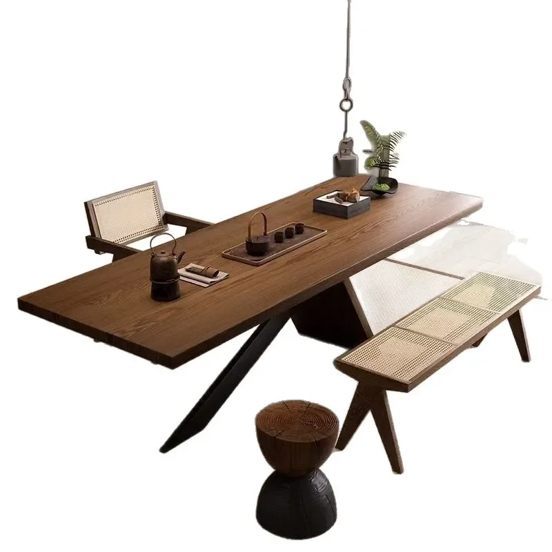 Solid wood tea table tea table wabi-sabi style home living room office modern simple tea table and chair combination
Solid wood tea table tea table wabi-sabi style home living room office modern simple tea table and chair combination