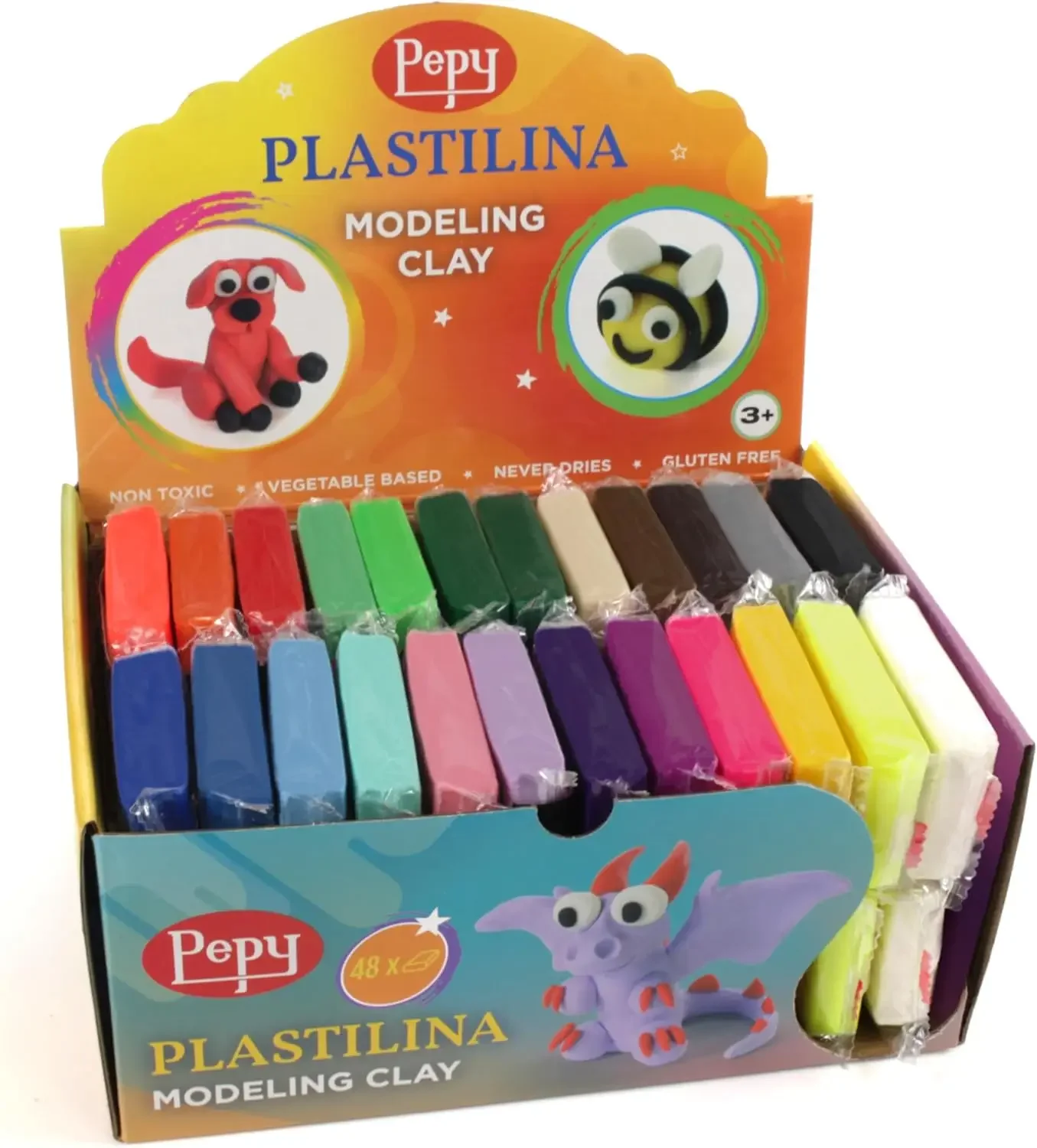 Reusable Non-Drying Modeling Clay Set - 48 Bars, 24 Colors, 1.4 oz Each, Ideal for Arts & Crafts
Reusable Non-Drying Modeling Clay Set - 48 Bars, 24 Colors, 1.4 oz Each, Ideal for Arts & Crafts