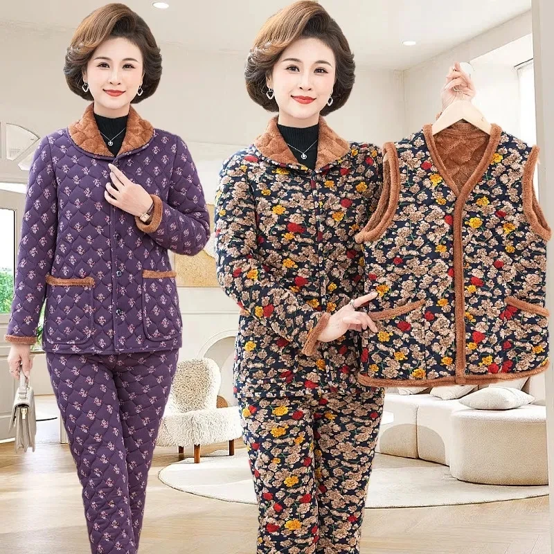 Three-piece Middle-aged and Elderly Women Cotton-padded Jacket 2023 Winter Mother Add Velvet Padded Cotton-padded Coat Warm Sets
Three-piece Middle-aged and Elderly Women Cotton-padded Jacket 2023 Winter Mother Add Velvet Padded Cotton-padded Coat Warm Sets