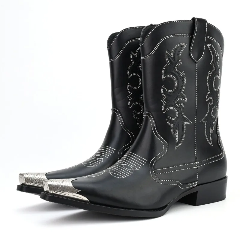 Men's Boots Vintage Embroidered Pointed Casual Cowboy Boots High Quality Metal Head Chelsea Boots Men Leather Shoes Botas Hombre
Men's Boots Vintage Embroidered Pointed Casual Cowboy Boots High Quality Metal Head Chelsea Boots Men Leather Shoes Botas Hombre