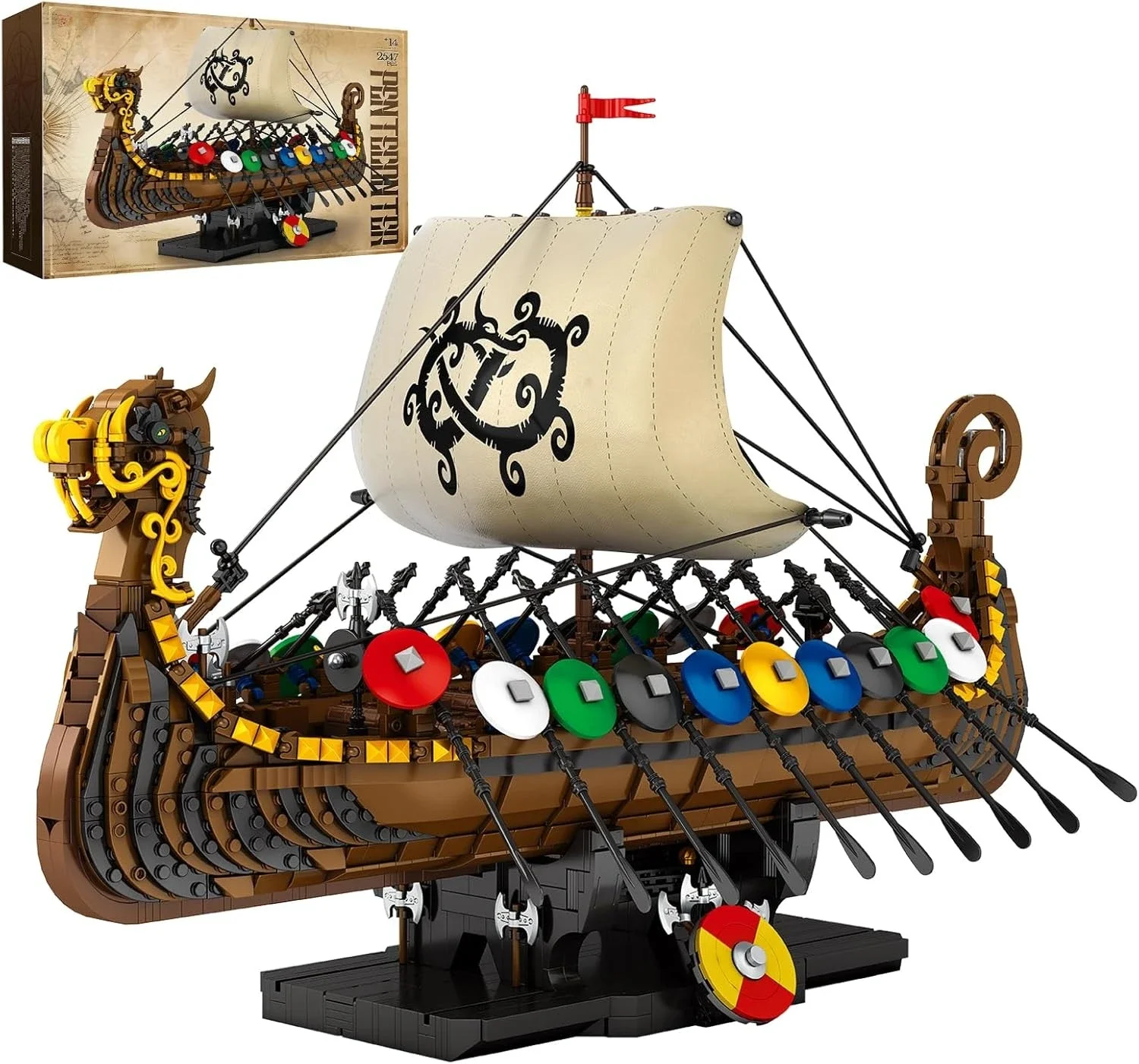 Pirate Ship Model Building Set,Medieval Viking Ship Kit with Flock Sails & Shields 66101,Gifts for Men Adults Teens,2547 PCS
Pirate Ship Model Building Set,Medieval Viking Ship Kit with Flock Sails & Shields 66101,Gifts for Men Adults Teens,2547 PCS