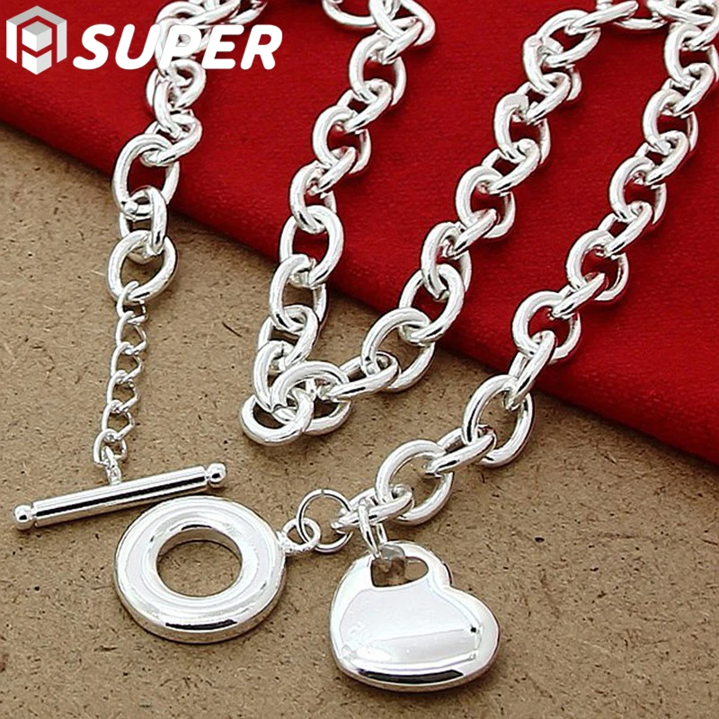925 Sterling Silver Heart Pendant Necklace For Woman Man 18 Inch Chain Wedding Engagement Party Jewelry
925 Sterling Silver Heart Pendant Necklace For Woman Man 18 Inch Chain Wedding Engagement Party Jewelry