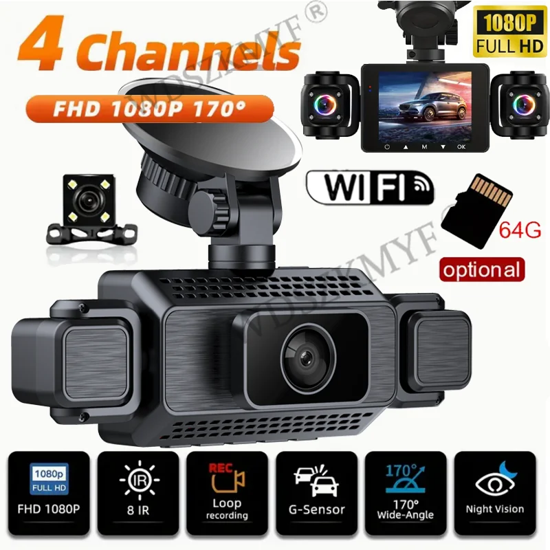 4*1080P Video Recorder WIFI Dash Cam for Car 3/4 Lens Car DVR 360 Degrees Rear view camera 24H Parking Monitor Car Assecories
4*1080P Video Recorder WIFI Dash Cam for Car 3/4 Lens Car DVR 360 Degrees Rear view camera 24H Parking Monitor Car Assecories