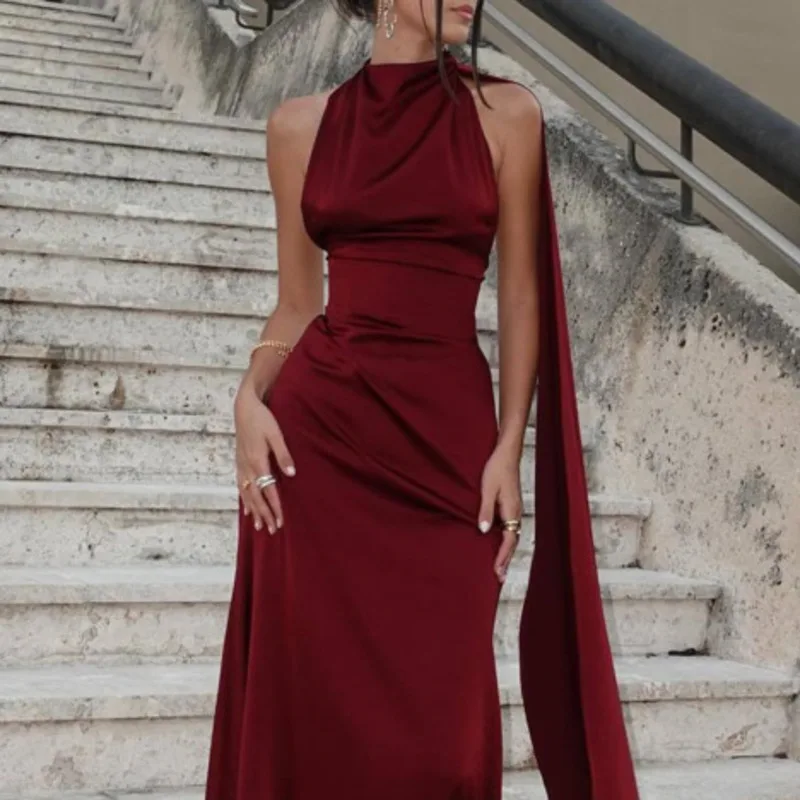 Women Neck Hanging Dress Sexy Slim Fit Backless Summer Fashion Temperament Elegant Red Vacation Fishtail Skirt Sleeveless Dress
Women Neck Hanging Dress Sexy Slim Fit Backless Summer Fashion Temperament Elegant Red Vacation Fishtail Skirt Sleeveless Dress