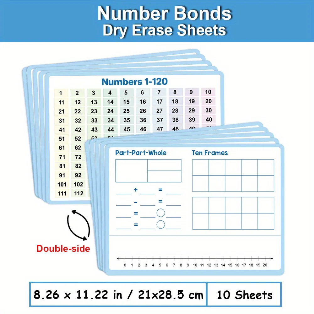Number Bonds Dry Erase Sheet Math Manipulatives Number Chart Addition Subtraction Ten Frame Number Line Math Supplies, 10 Sheets
Number Bonds Dry Erase Sheet Math Manipulatives Number Chart Addition Subtraction Ten Frame Number Line Math Supplies, 10 Sheets