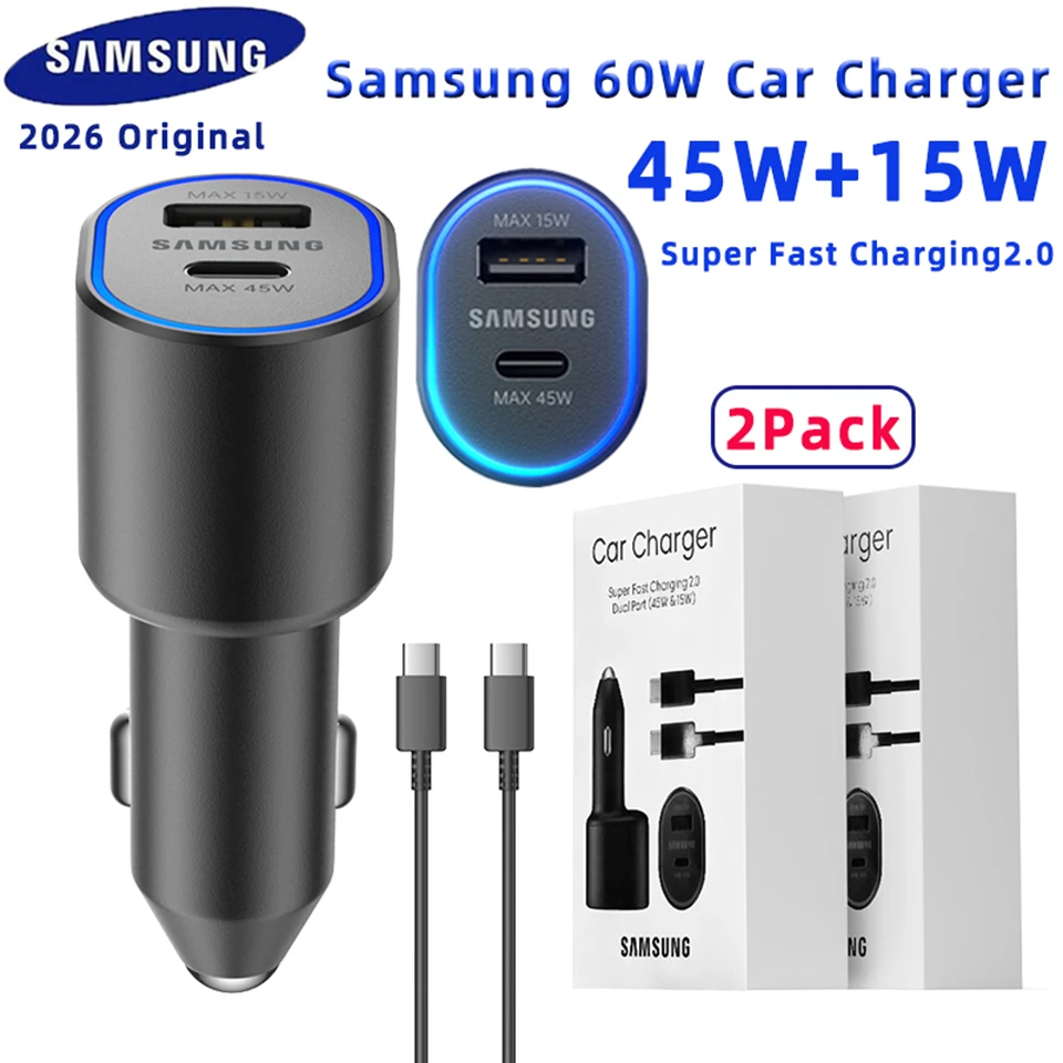 Оригинальное автомобильное зарядное устройство SAMSUNG 45W Type C с двумя USB-портами 60W для Galaxy S25 FE S24 Ultra S23 S22 Note 20 Tab S11 A17 A56 M56
Оригинальное автомобильное зарядное устройство SAMSUNG 45W Type C с двумя USB-портами 60W для Galaxy S25 FE S24 Ultra S23 S22 Note 20 Tab S11 A17 A56 M56