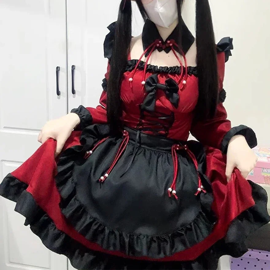 S -5XL Gothic Lolita Maid Dress Anime Cosplay Costume Red Black Chinese Dress Sissy Cross dresser COS Party Princess Dress
S -5XL Gothic Lolita Maid Dress Anime Cosplay Costume Red Black Chinese Dress Sissy Cross dresser COS Party Princess Dress