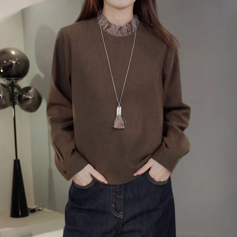 Ретро-блузка большого размера для женщин, осенне-зимняя, повседневная, модная, с высоким воротником, скрывающая недостатки фигуры, с узором под дерево
Ретро-блузка большого размера для женщин, осенне-зимняя, повседневная, модная, с высоким воротником, скрывающая недостатки фигуры, с узором под дерево