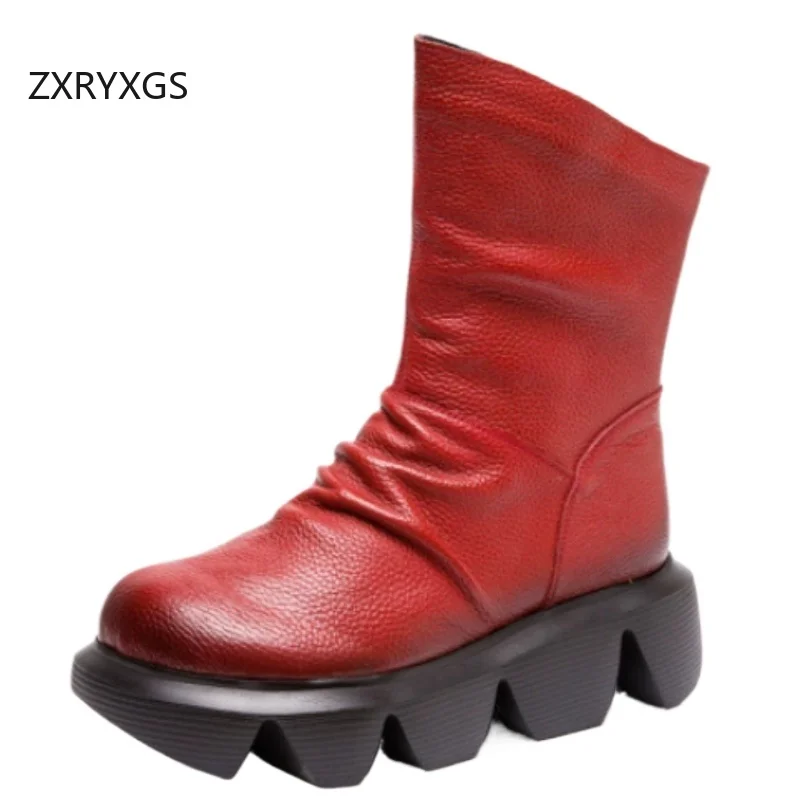 ZXRYXGS Top Layer Cowhide Pleated in-tube Boots Single Thick Sole Non-slip Heighten Boots 2026 Real Leather Autumn Winter Boots
ZXRYXGS Top Layer Cowhide Pleated in-tube Boots Single Thick Sole Non-slip Heighten Boots 2026 Real Leather Autumn Winter Boots