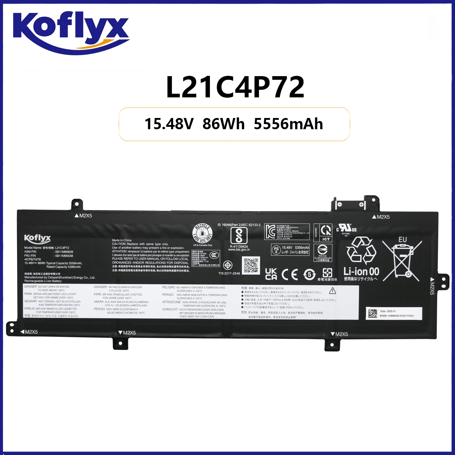 Новый аккумулятор Koflyx для ноутбука Lenovo ThinkPad T16 Gen 1 2022 Gen 2 2023 P16s Gen 1 2022 Series L21C4P72
Новый аккумулятор Koflyx для ноутбука Lenovo ThinkPad T16 Gen 1 2022 Gen 2 2023 P16s Gen 1 2022 Series L21C4P72