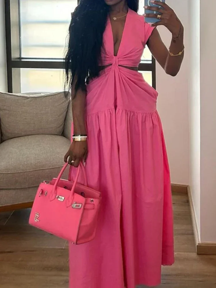 BluWin New Beach Holiday Dresses 2025 New in Summer Women V-neck Sleeveless Solid Color Lace Up Maxi Fashion Elegant Long Dress
BluWin New Beach Holiday Dresses 2025 New in Summer Women V-neck Sleeveless Solid Color Lace Up Maxi Fashion Elegant Long Dress