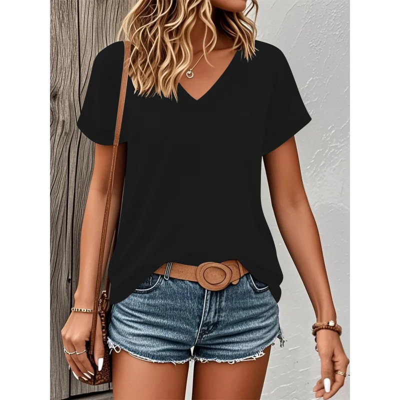 Women Casual Short Sleeve Shirt, Solid Color Loose Fit Soft Basic Daily Wear Tee Tops
Women Casual Short Sleeve Shirt, Solid Color Loose Fit Soft Basic Daily Wear Tee Tops