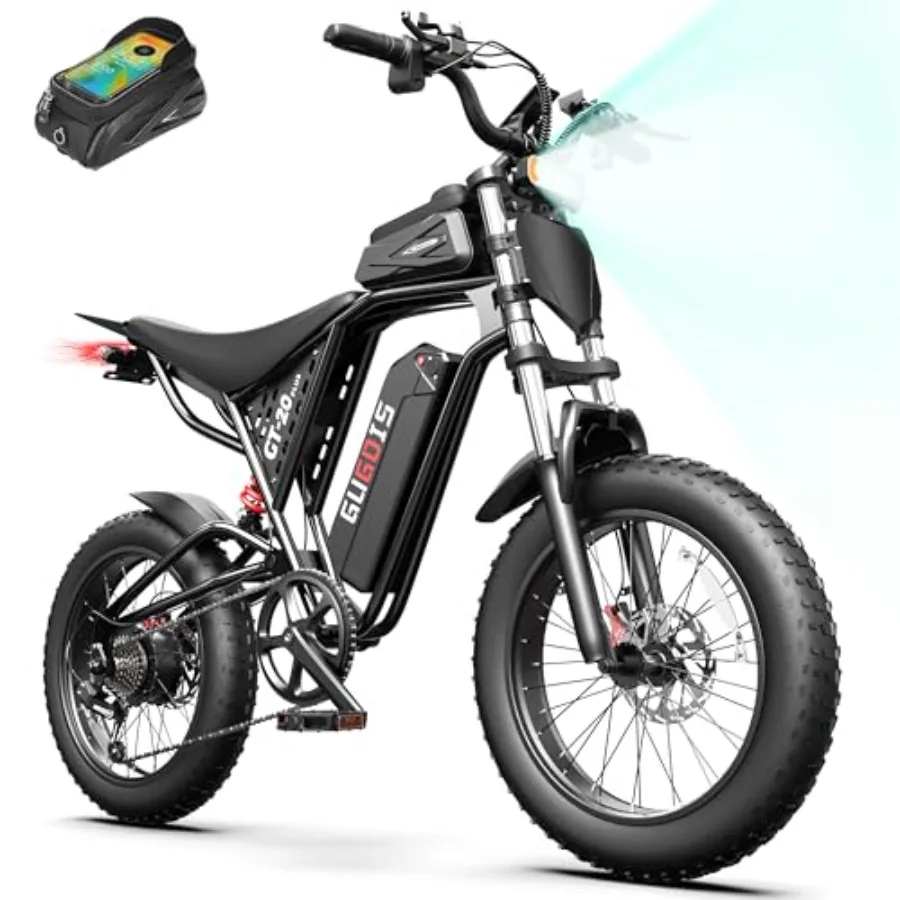 Electric bike for adults: 1000-2000W peak motor, 20 fat tire mountain e-bike, black aluminum frame, full suspension 7-speed dri
Electric bike for adults: 1000-2000W peak motor, 20 fat tire mountain e-bike, black aluminum frame, full suspension 7-speed dri