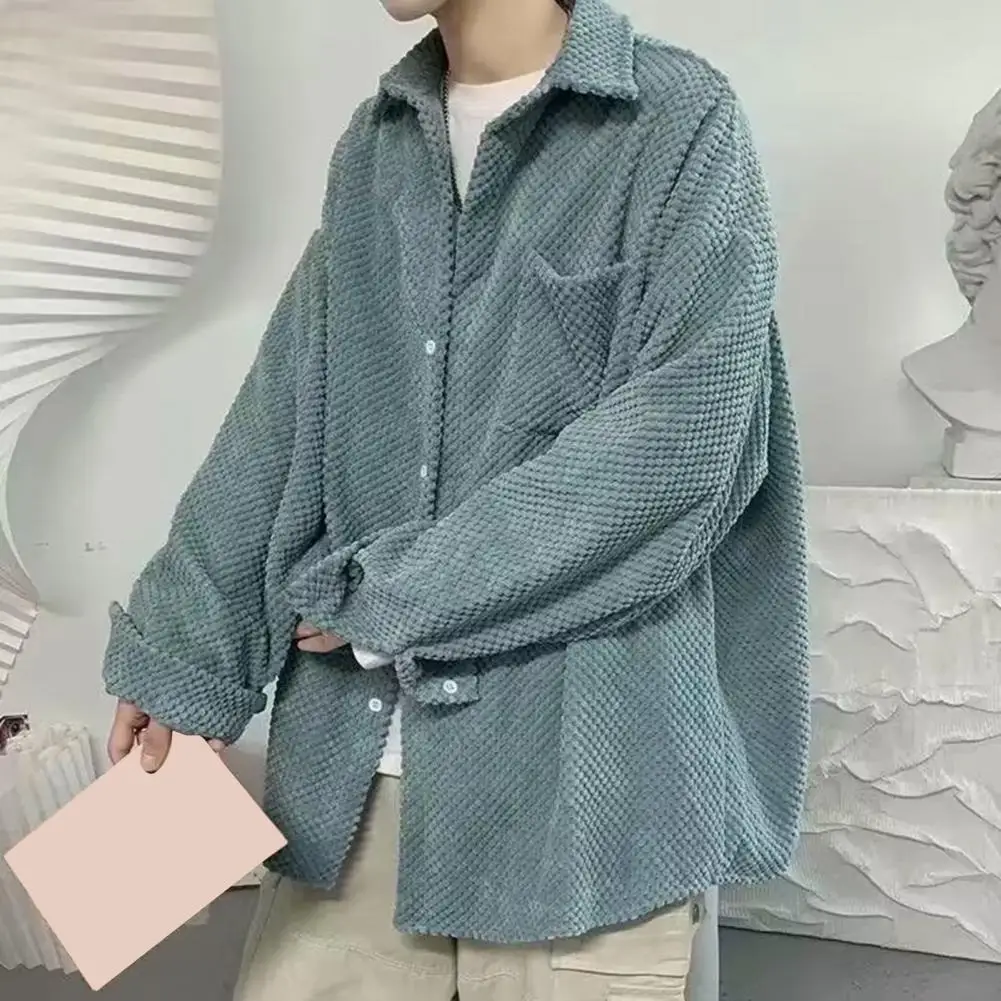 Solid Color Corduroy Shirt Stylish Men's Plaid Print Corduroy Cardigan with Chest Pocket Fall Spring Button-down Shirt for Daily
Solid Color Corduroy Shirt Stylish Men's Plaid Print Corduroy Cardigan with Chest Pocket Fall Spring Button-down Shirt for Daily