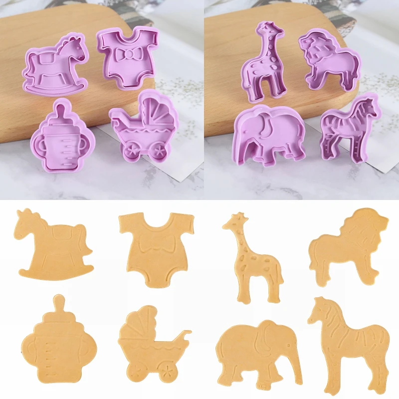 4pcs Cookie Cutter Baking Mold Cartoon Animals Sugar Paste Plunger Fondant Cake Decorating Tools Jungle Party Baby Shower Decor
4pcs Cookie Cutter Baking Mold Cartoon Animals Sugar Paste Plunger Fondant Cake Decorating Tools Jungle Party Baby Shower Decor
