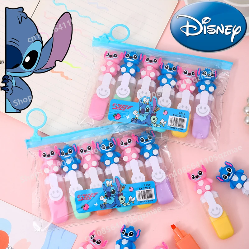6pcs/set 2024 New Disney Stitch Mini Highlighter Bagged 6 Color Cartoon DIY Marker Handbook Pen Cute Student Stationery Gifts
6pcs/set 2024 New Disney Stitch Mini Highlighter Bagged 6 Color Cartoon DIY Marker Handbook Pen Cute Student Stationery Gifts