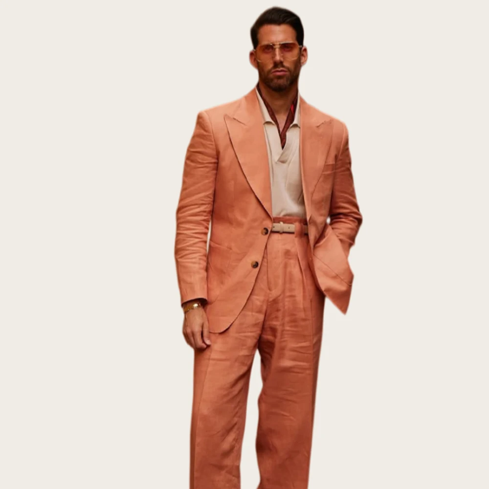 Mophiel Linen Men Suits 2Pcs Summer Wedding Suit for Man with Peaked Lapel Single Breasted High Waist Casual Blazer Customized
Mophiel Linen Men Suits 2Pcs Summer Wedding Suit for Man with Peaked Lapel Single Breasted High Waist Casual Blazer Customized