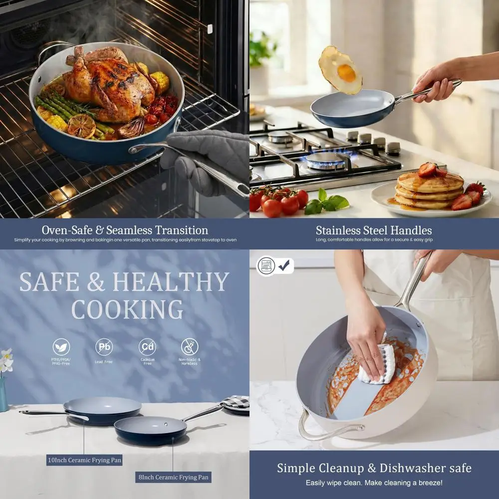 10-Inch Induction-Safe Non-Toxic Nonstick Skillet, Oven & Dishwasher Safe, Navy Blue
10-Inch Induction-Safe Non-Toxic Nonstick Skillet, Oven & Dishwasher Safe, Navy Blue