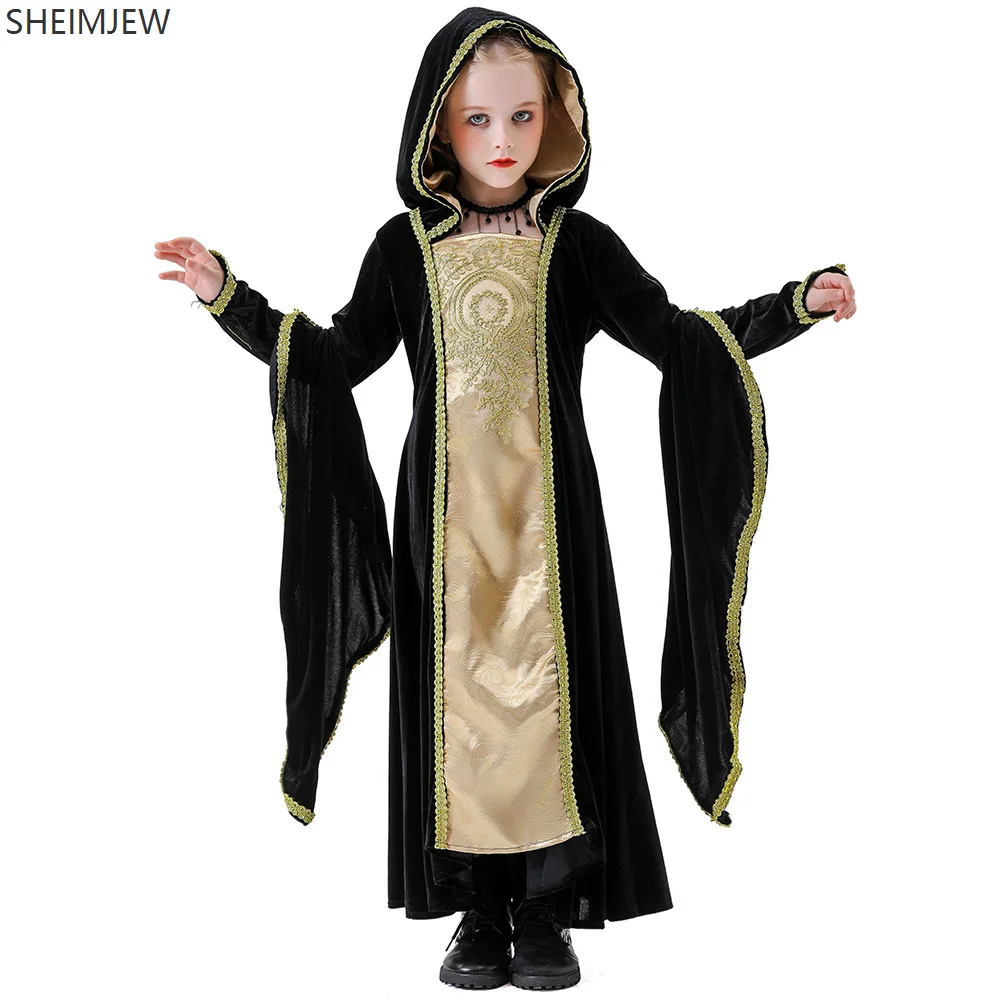 Halloween Retro Medieval Palace Queen Girls Costume Children's Noble Long Dress Masquerade Stage Performance Hooded Gown 2025
Halloween Retro Medieval Palace Queen Girls Costume Children's Noble Long Dress Masquerade Stage Performance Hooded Gown 2025